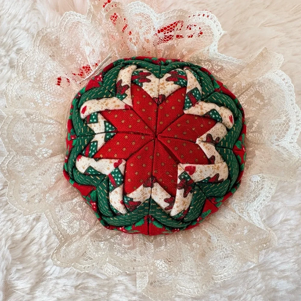 VTG Victorian Star Quilt and Velvet Boot Christmas Ornaments